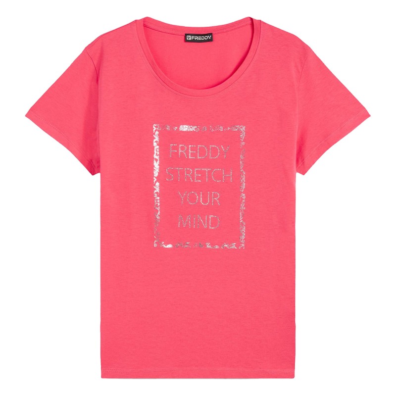 FREDDY T-shirt Freddy in jersey leggero con slogan in strass