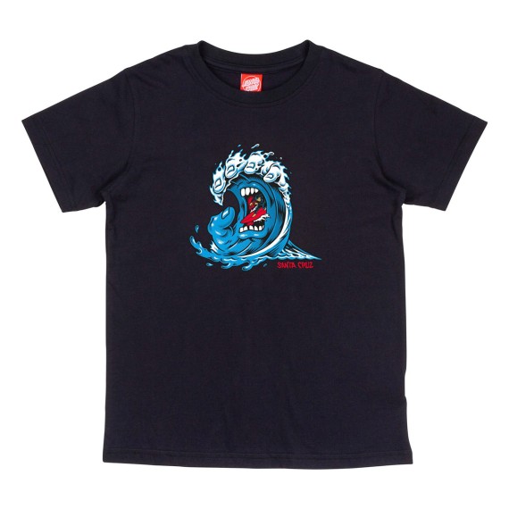 SANTA CRUZ Santa Cruz Screaming Wave Front Youth Black T-Shirt