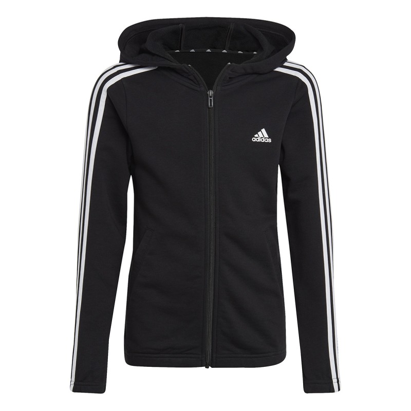 ADIDAS Adidas Essentials 3-Stripes Full-Zip Black Hoodie