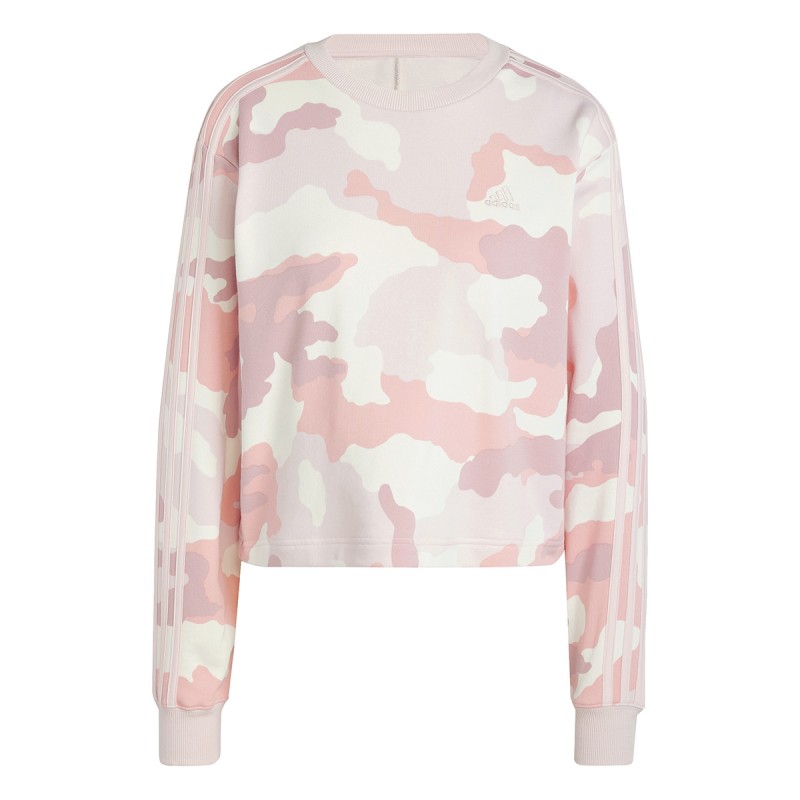 ADIDAS Adidas Essentials Cropped 3-Stripes Camo-Print Sweatshirt