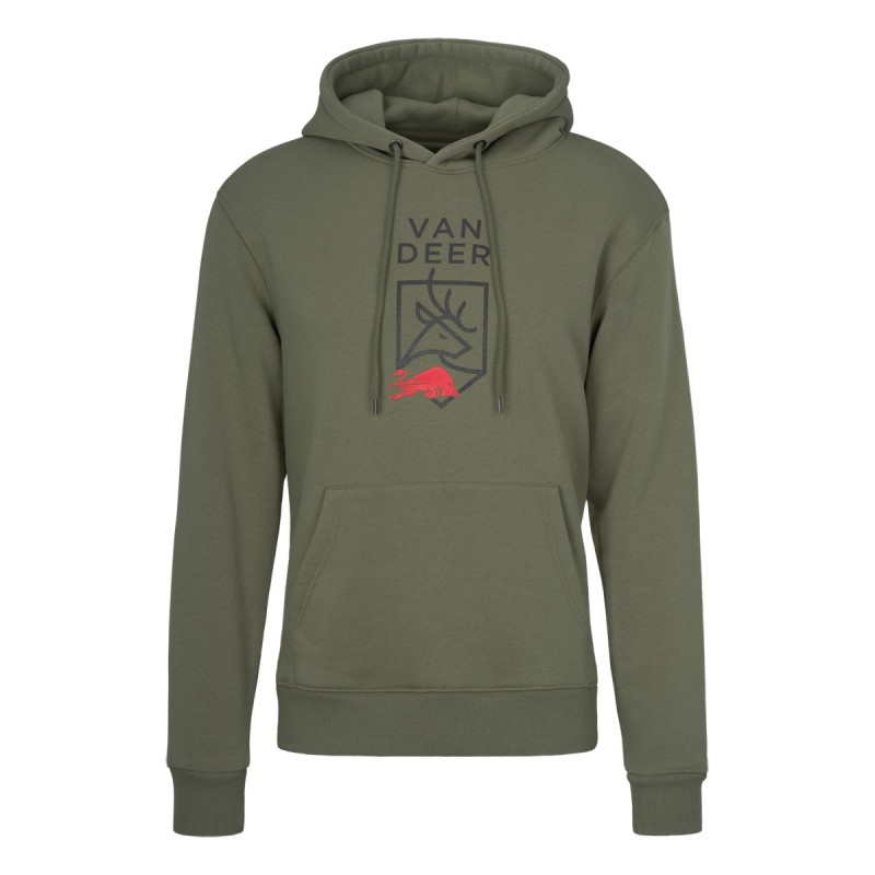 VAN DEER Van Deer Logo Hoodie Khaki