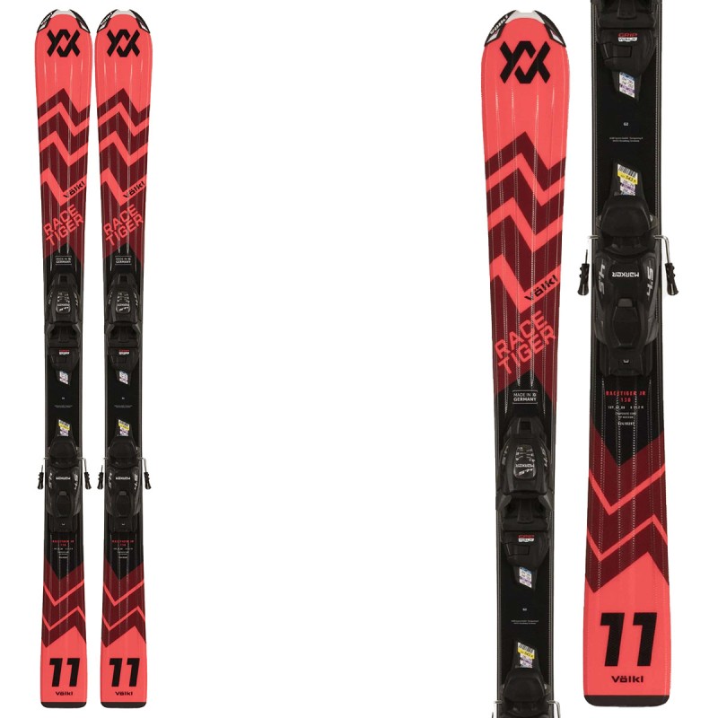 VOLKL Volkl Racetiger Jr Red Skis with Vmotion Jr. 4.5 bindings